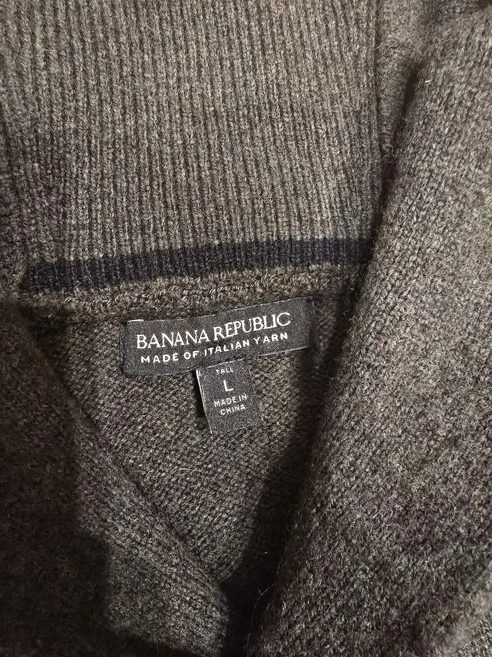 Banana Republic Men's Shawl-Collar V-Neck Sweater 100% Merino Wool